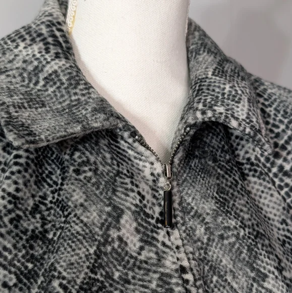 Vintage Taiga Paris Snake Print Zip Front Blazer Jacket Women’s Gray Black - Picture 5 of 12